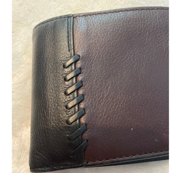 COACH F21371 Men's 3-In-1 Wallet with Baseball Stitch One Size Oxblood/Black - Picture 9 of 9